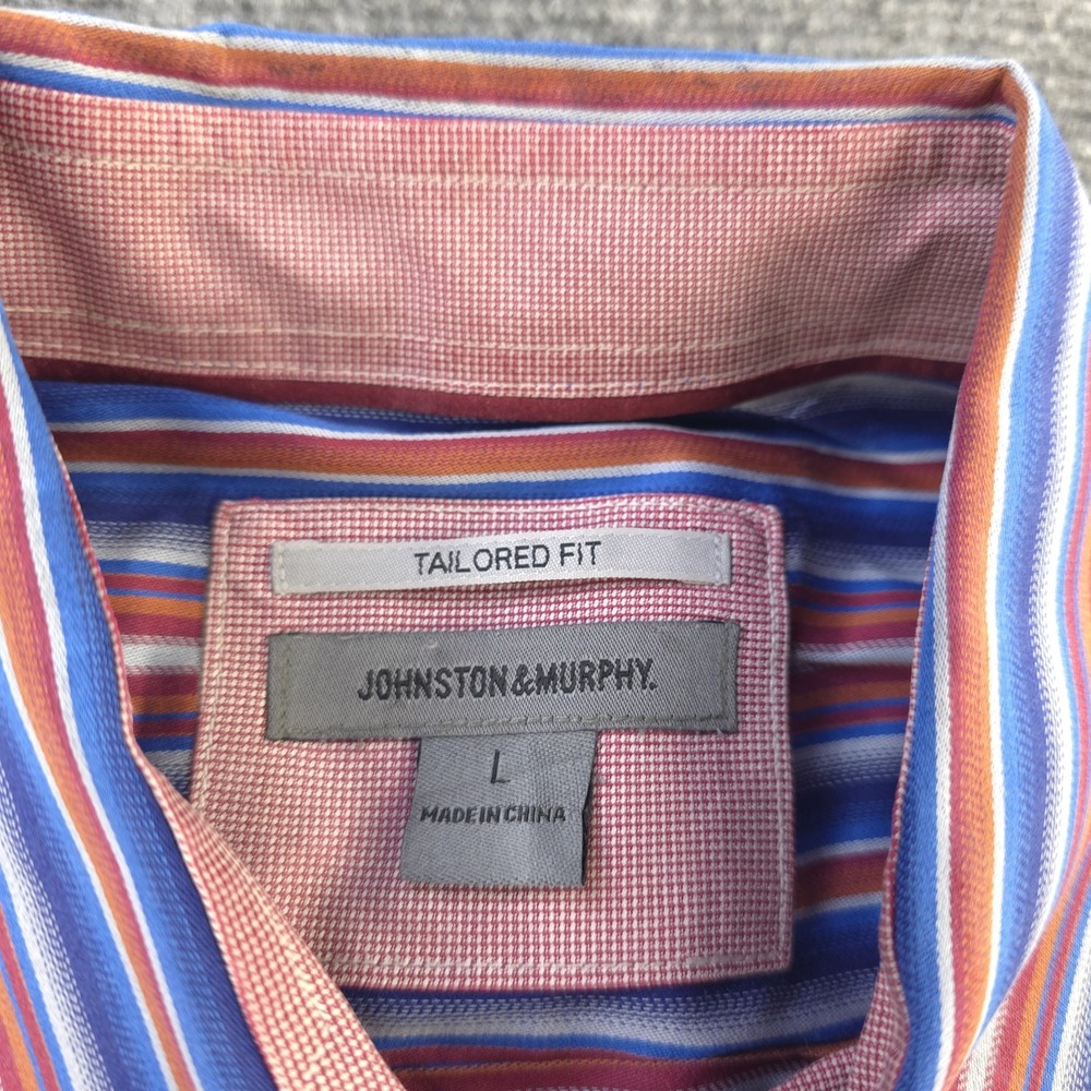 Johnston Murphy Shirt Large Tailored Fit Long Sleeve Button Up Multicolor - Picture 3 of 8